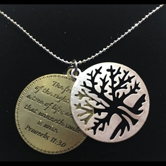 Tree of Life Necklace Silver Tone Gift Box Poem Inspirational - Picture 2 of 2
